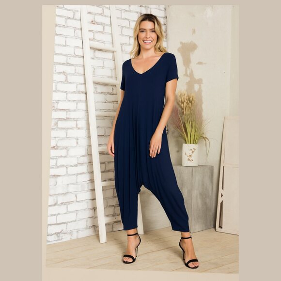 NWT - Allium Solid Harem Jumpsuit – Navy – Size S, M, L - Picture 1 of 5